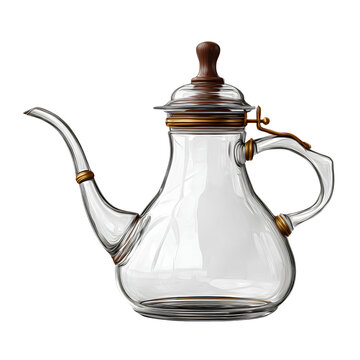 Ethiopian jebena coffee pot with long spout, transparent PNG