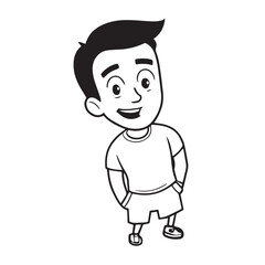 Handsome Man Black and White Illustration Vector Image Male Portrait Fashion Sketch Line Art Design