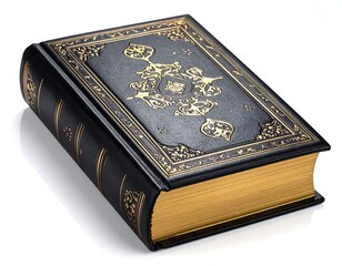 Fototapeta premium Ornate black book on white background