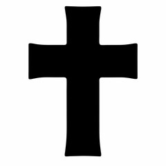 An image representing a solid black Christian cross on a white background