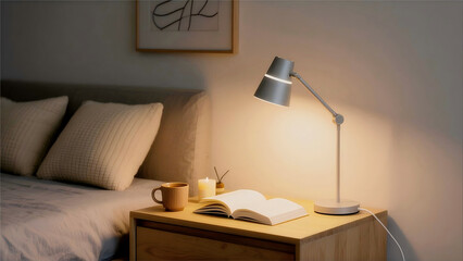 Sale Banner: Desk Lamp on Bedroom Nightstand