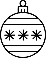 Christmas Line Art Vector of Ornament Ball with Star Pattern