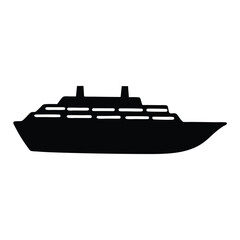 Obraz premium Simple stylized black and white silhouette illustration of a modern cruise ship