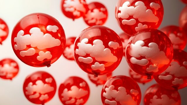 Artistic posing of red patterned items