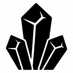 Black Silhouette of Crystal Formation, Mineral Specimen, Sharp Edges, Vector Illustration
