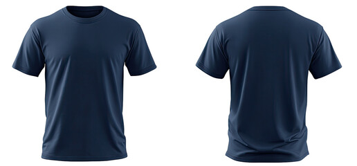 Blank navy blue t-shirt, front and back view