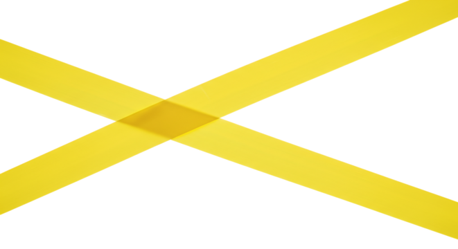 Abstract yellow stripes crossing on transparent background geometric minimalist design element