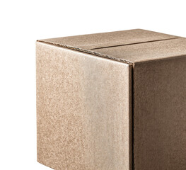 Close-up of a light beige cardboard box, exhibiting a textured surface and a slight, subtle variation in tone.  A portion of an open slot is visible