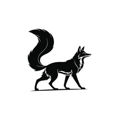 Alert fox silhouette with tail raised side view animal icon