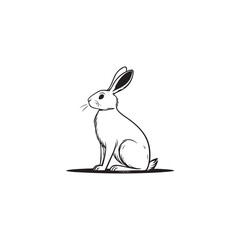 Minimalist sitting rabbit silhouette vector art