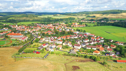 The town of Švihov with a medieval castle in the Šumava foothills. Czech Republic, Central Europe.