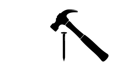 hammer and nail vector, hammer hitting nail icon, construction tool illustration, repair symbol, work tool vector, carpentry icon design, DIY tools vector, building and repair symbol, hammer silhouett
