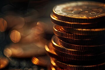 High Quality Picture of Stack of Coins Wealth Grows with Investment