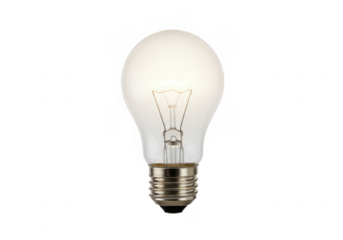 Incandescent light bulb glowing isolated on transparent background