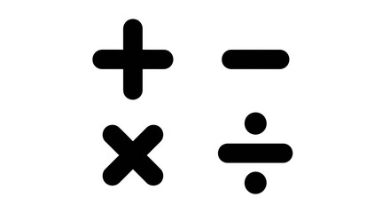 Fototapeta premium math, symbols, addition, subtraction, multiplication, division, calculator, numbers, equation, formula, arithmetic, operations, mathematics, vector, icon, design, education, school, learning, calculat