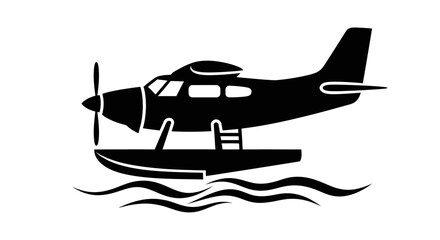 seaplane, floatplane, airplane, aircraft, plane, waterplane, hydroplane, aviation, flying, travel, transport, transportation, air, icon, vector, clipart, silhouette, jet, propeller, wings, pilot, vaca