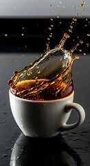 Splash of Refreshment Coffee Cup in Motion