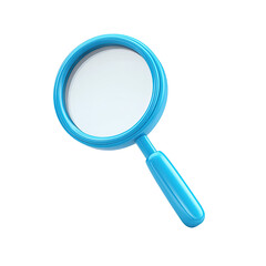 3D light blue magnifying glass icon