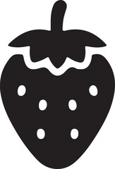 Simple black silhouette of a strawberry with seeds