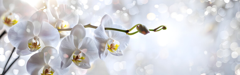 White Orchid Flowers in Bloom for Nature Festival and Botanical Garden Exhibition