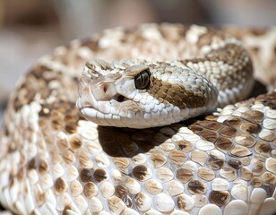 Obraz premium Close-up of a coiled rattlesnake
