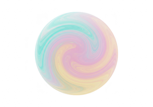 Abstract pastel swirl sphere isolated on transparent background