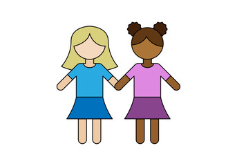 Pareja de mujeres lesbianas de diferentes etnias