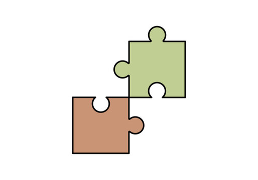 Piezas de puzle verde y naranja