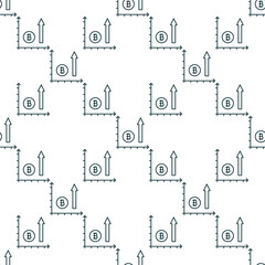 Bitcoin Chart vector Cryptocurrency Investment thin line minimal seamless pattern