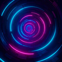 Obraz premium Futuristic abstract spiral 3D background glowing neon circular design 