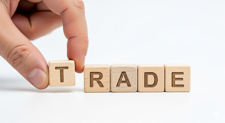 Word Cubes Forming Trade Concept Isolated