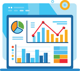 Flat Vector of Financial Dashboard Showing Negative