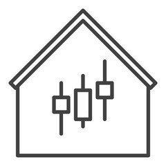 House with Candlestick Chart vector Investing linear icon or symbol