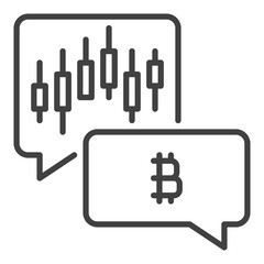 Candlestick Chart with Bitcoin sign vector BTC Investment icon or symbol in outline style