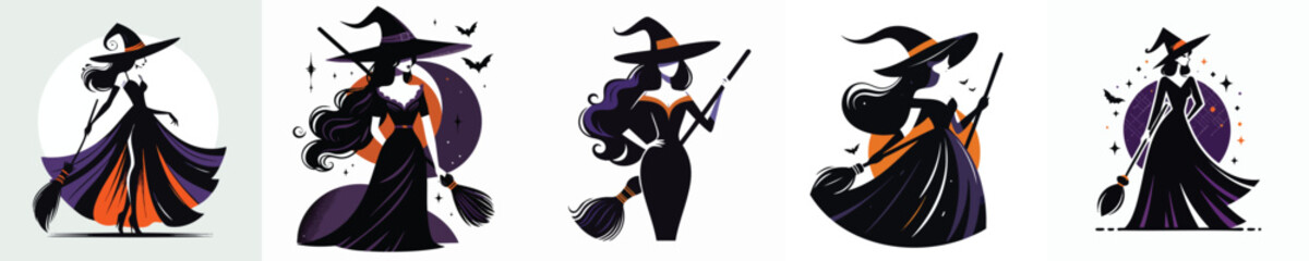 Enchanting Gothic Witch Woman with Elegant Black Dress