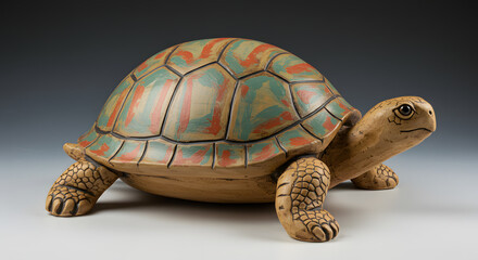Naklejka premium Decorative ceramic turtle sculpture with colorful paint design 