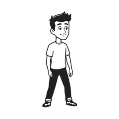 Handsome Man Black and White Illustration Vector Image Male Portrait Fashion Sketch Line Art Design