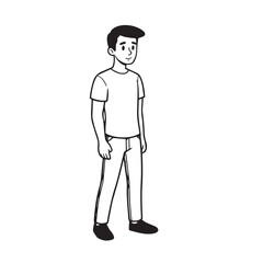 Handsome Man Black and White Illustration Vector Image Male Portrait Fashion Sketch Line Art Design