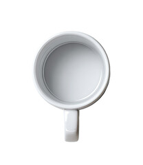 Empty white mug, overhead view