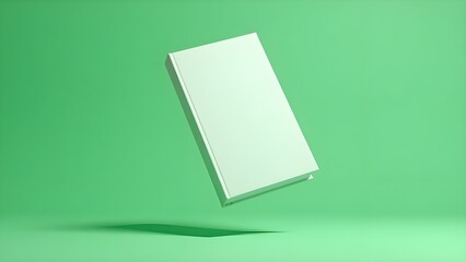 Floating hardcover book mockup with blank cover on green screen background for branding and design