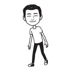 Handsome Man Black and White Illustration Vector Image Male Portrait Fashion Sketch Line Art Design