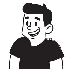 Handsome Man Black and White Illustration Vector Image Male Portrait Fashion Sketch Line Art Design