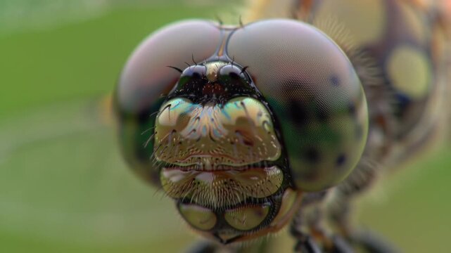 ultra macro of dragonfly eye slowly rotating with mesmerizing patterns