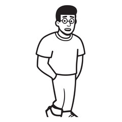 Handsome Man Black and White Illustration Vector Image Male Portrait Fashion Sketch Line Art Design