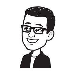 Handsome Man Black and White Illustration Vector Image Male Portrait Fashion Sketch Line Art Design