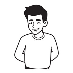 Handsome Man Black and White Illustration Vector Image Male Portrait Fashion Sketch Line Art Design