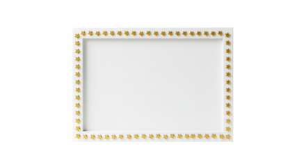 White frame with gold stars transparent background clean design element