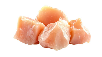 Raw salmon pieces with a fresh, smooth texture and a light pink-orange color.