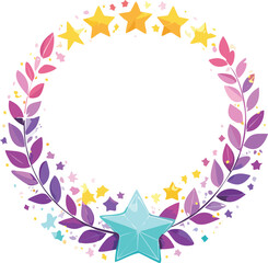 Obraz premium Festive floral wreath with stars and leaves pink