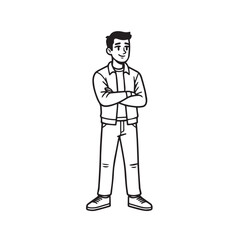 Handsome Man Black and White Illustration Vector Image Male Portrait Fashion Sketch Line Art Design
